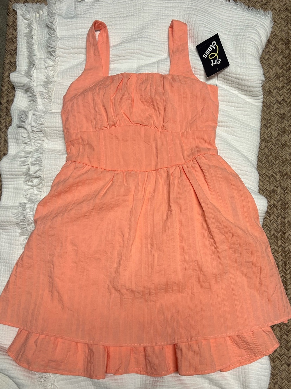 art class Coral-Peach Tiered Sundress with Ruffle Hem